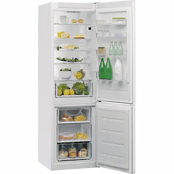 Combina frigorifica WHIRLPOOL W5 911E W, Less Frost, 372 l, H 201.1 cm, Clasa A+, 6th Sense, alb