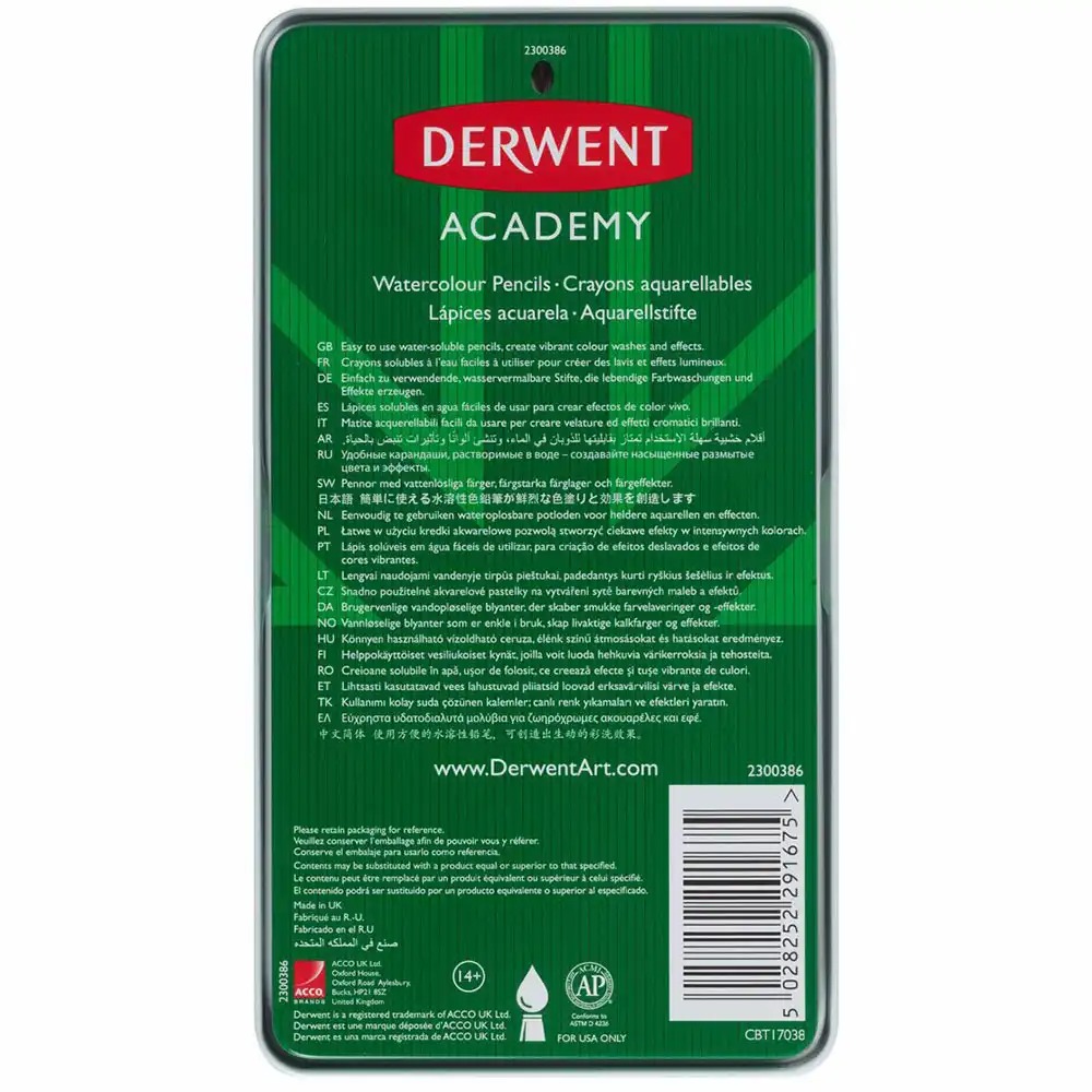 Creioane acuarela DERWENT Academy, tonurile pielii, 24 culori