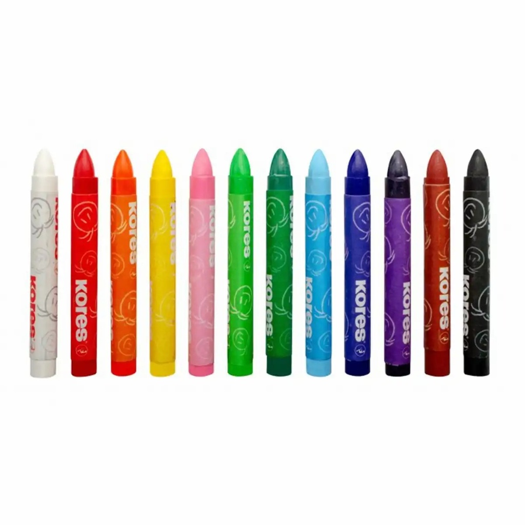 Creioane cerate Kores, diametru 10 mm, 12 bucati/set