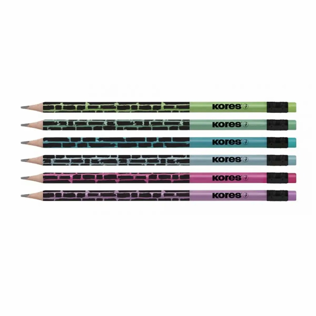 Creioane grafit Kores, design metalic, 6 bucati/set