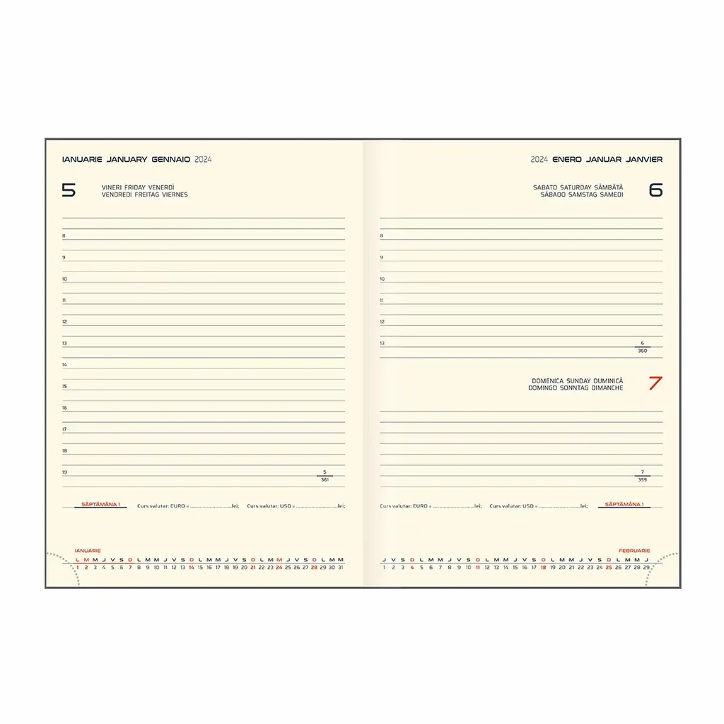 Agenda Artilux, A5, datata, hartie ivory, coperta bordeaux