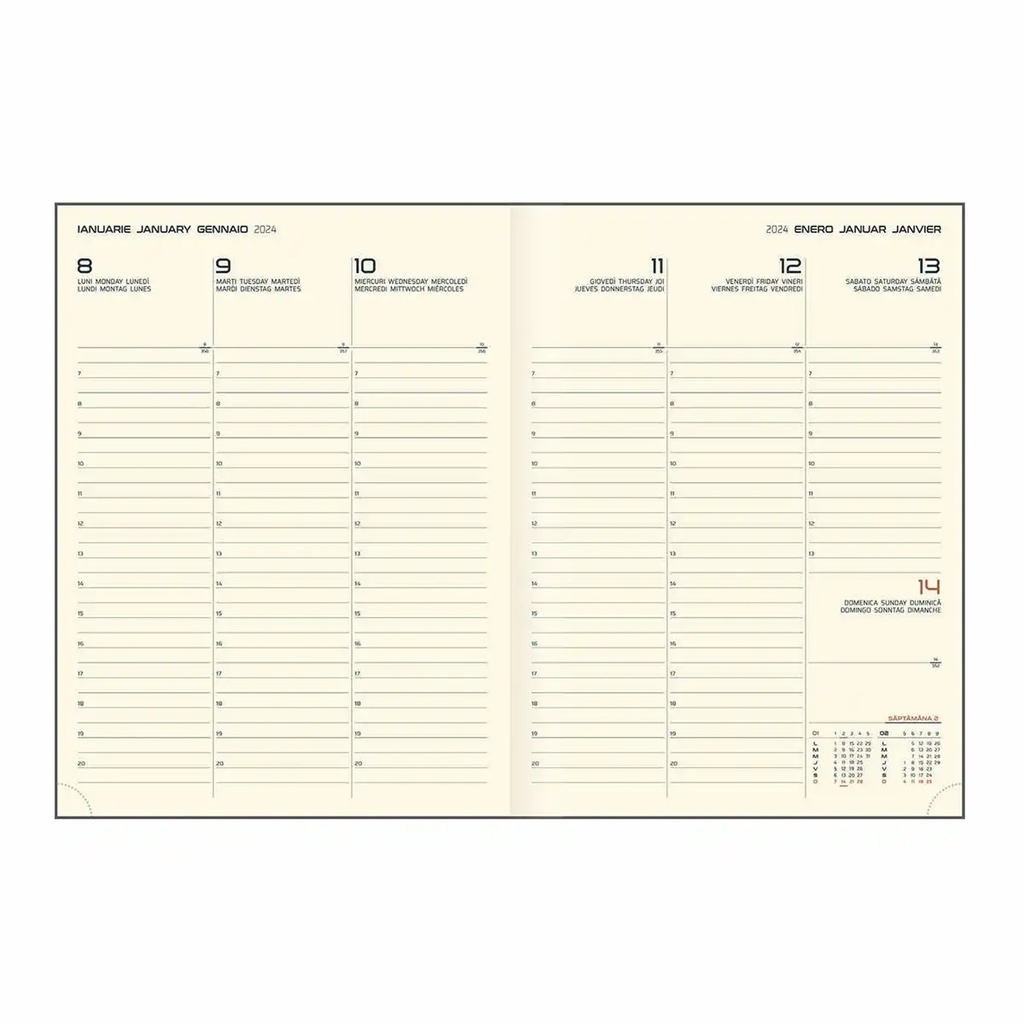 Agenda Dakota, A4, datata, hartie ivory, coperta rosie