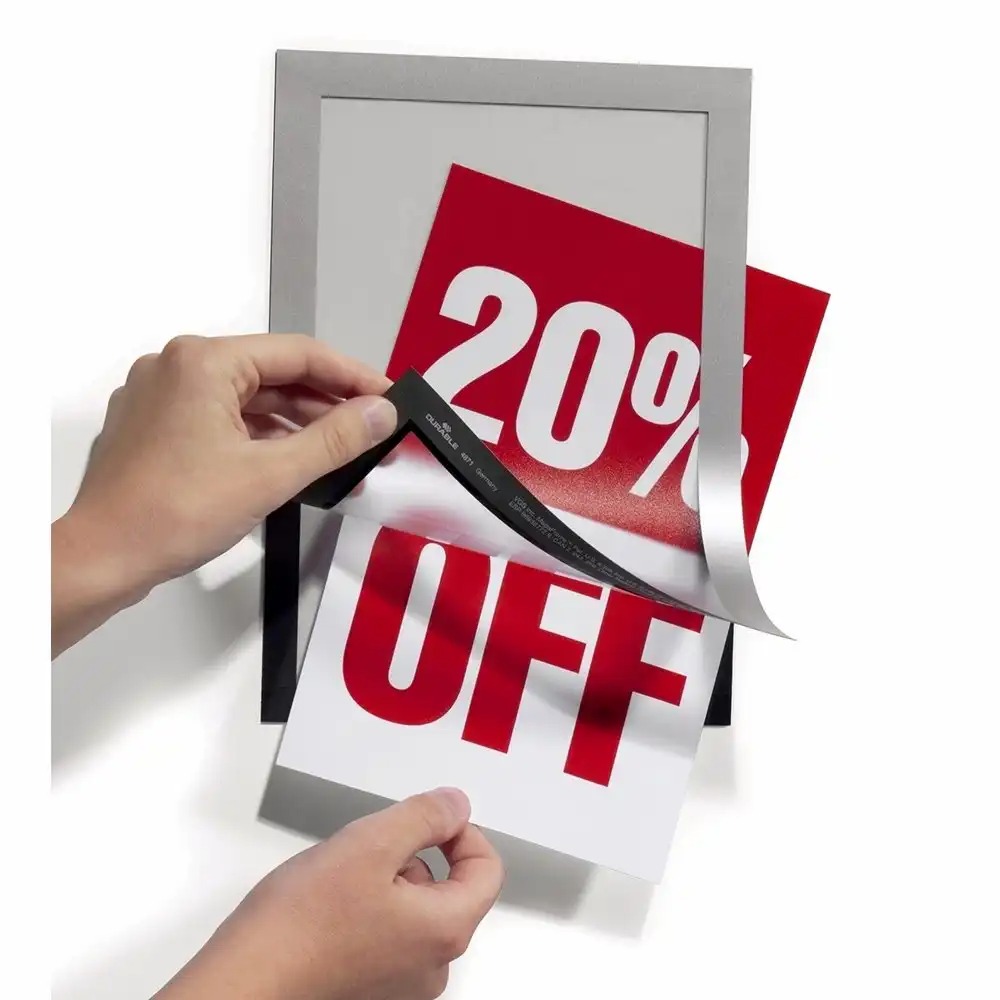 Display magnetic Durable Duraframe, A5, argintiu, 2 bucati/set