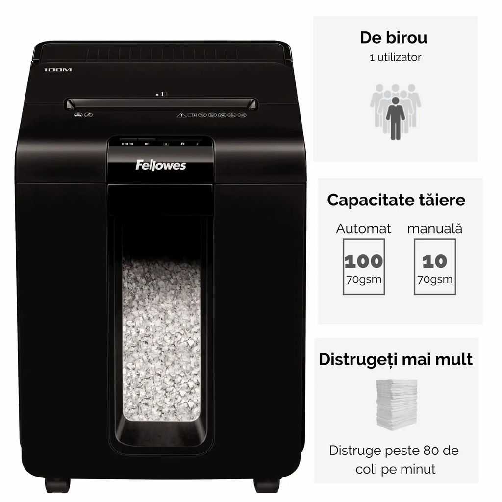 Distrugator automat Fellowes Automax 100M, 100 coli, micro cut