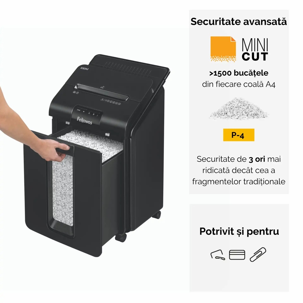 Distrugator automat Fellowes Automax 100M, 100 coli, micro cut