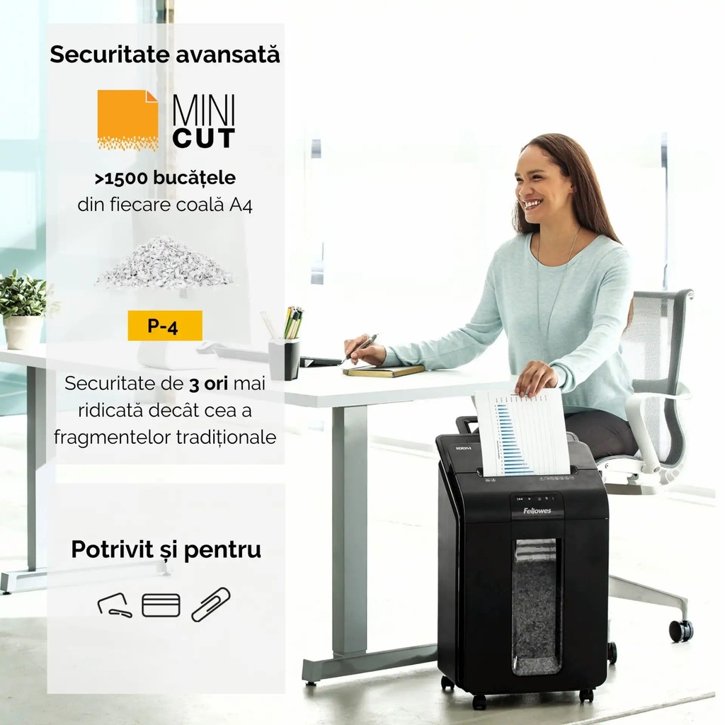 Distrugator automat Fellowes Automax 100M, 100 coli, micro cut