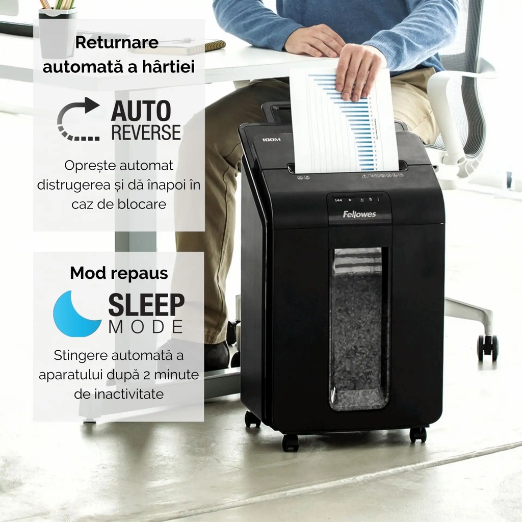 Distrugator automat Fellowes Automax 100M, 100 coli, micro cut