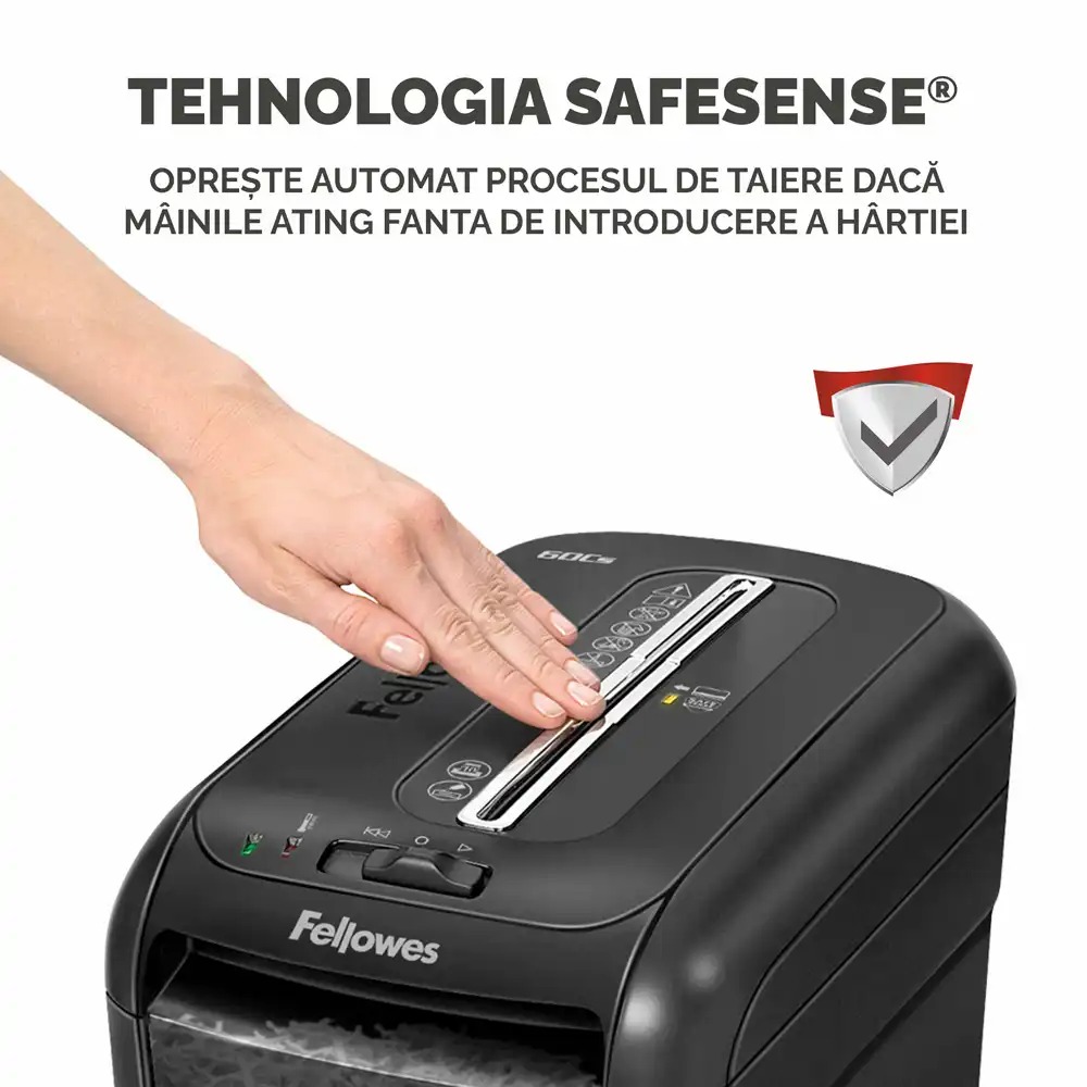 Distrugator de documente Fellowes 60CS, cross-cut, negru