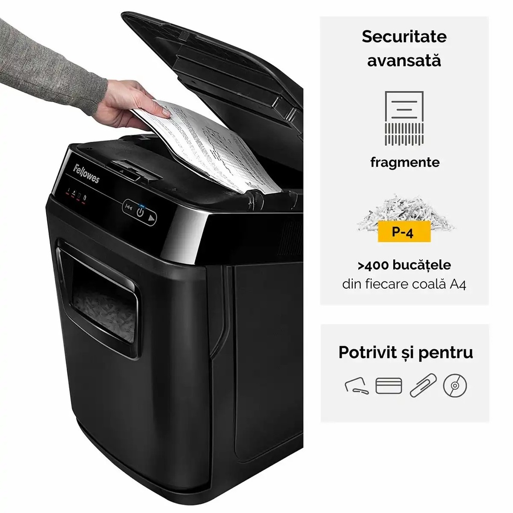 Distrugator de documente, Fellowes, Automax 200C, cross-cut
