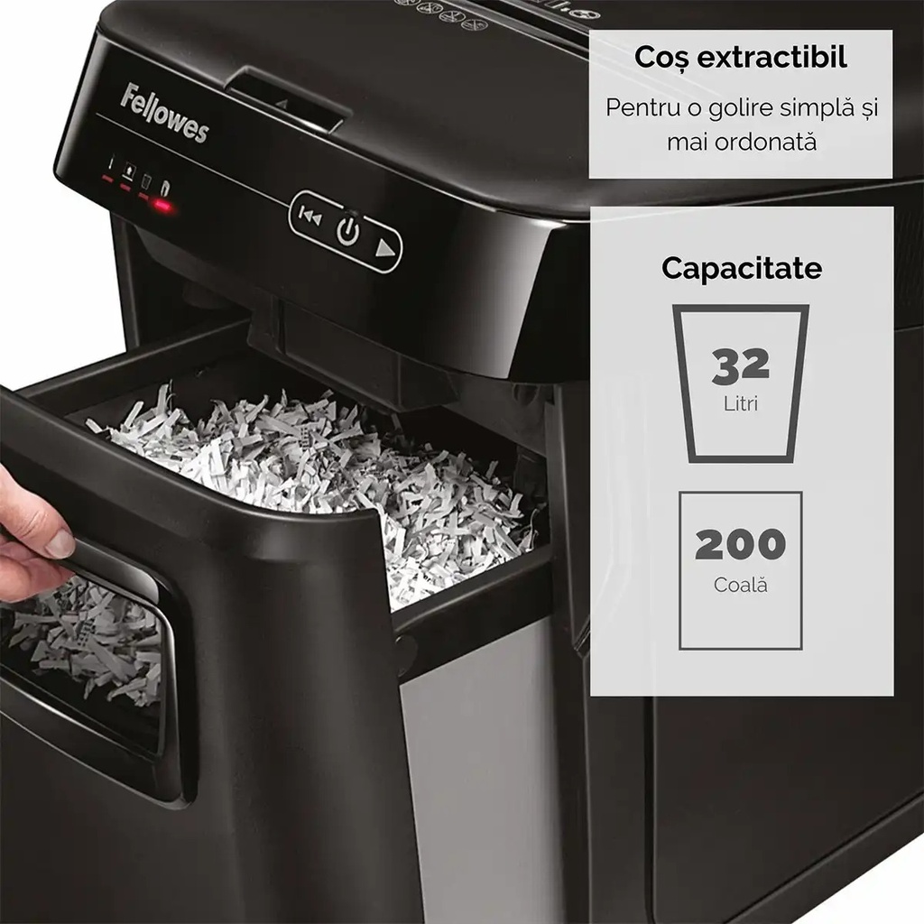 Distrugator de documente, Fellowes, Automax 200C, cross-cut