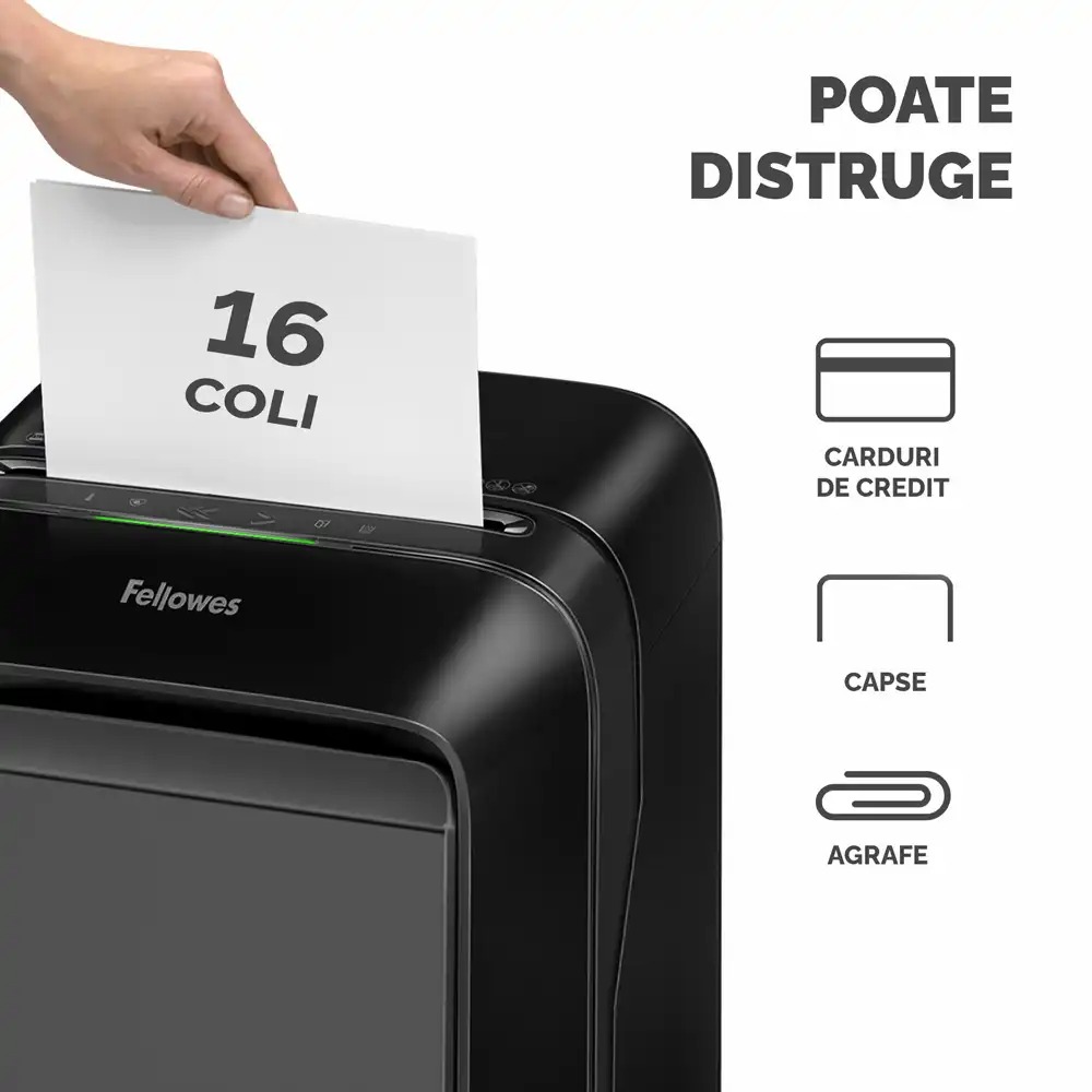 Distrugator documente Fellowes LX210, mini cut, 16 coli, negru