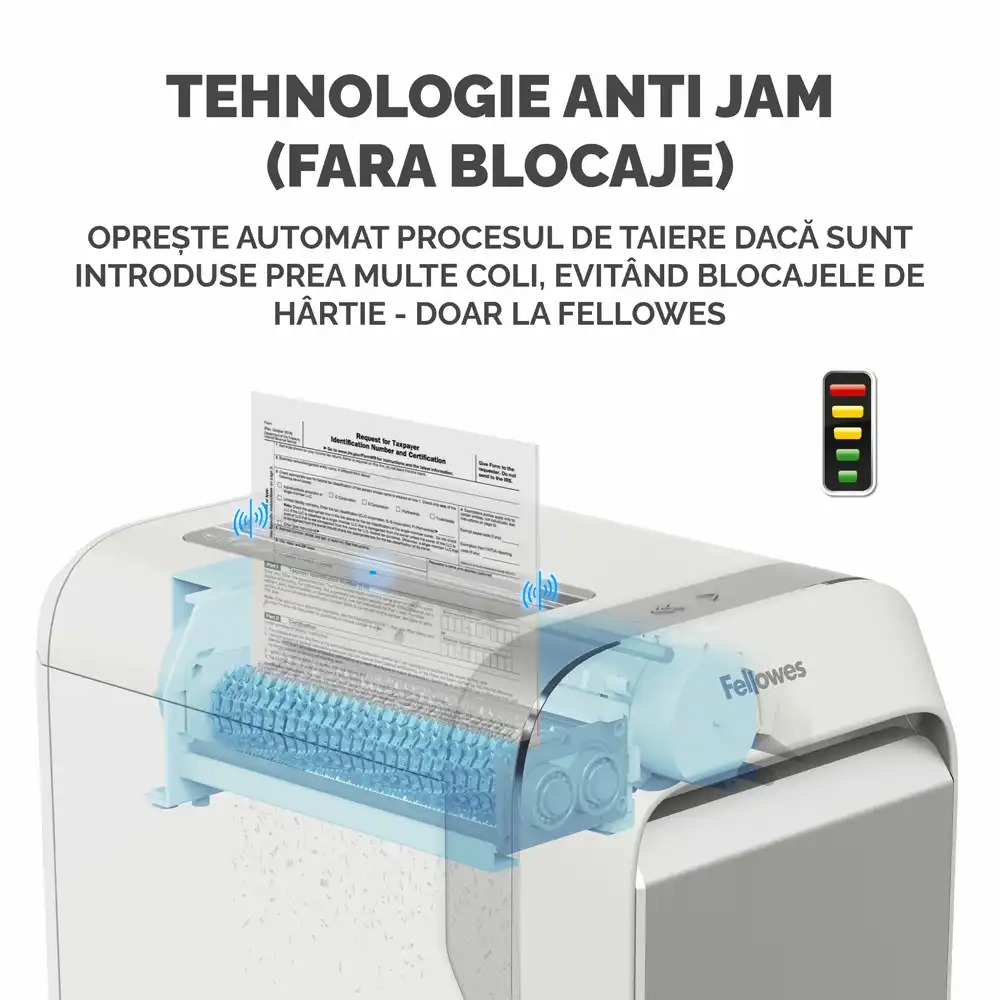 Distrugator documente Fellowes LX221 Alb, micro taieri, functionare silentioasa
