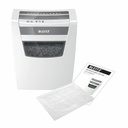 Distrugator documente manual Leitz IQ Home Office, P4, cross-cut (confeti), 10 coli, cos 23l, alb