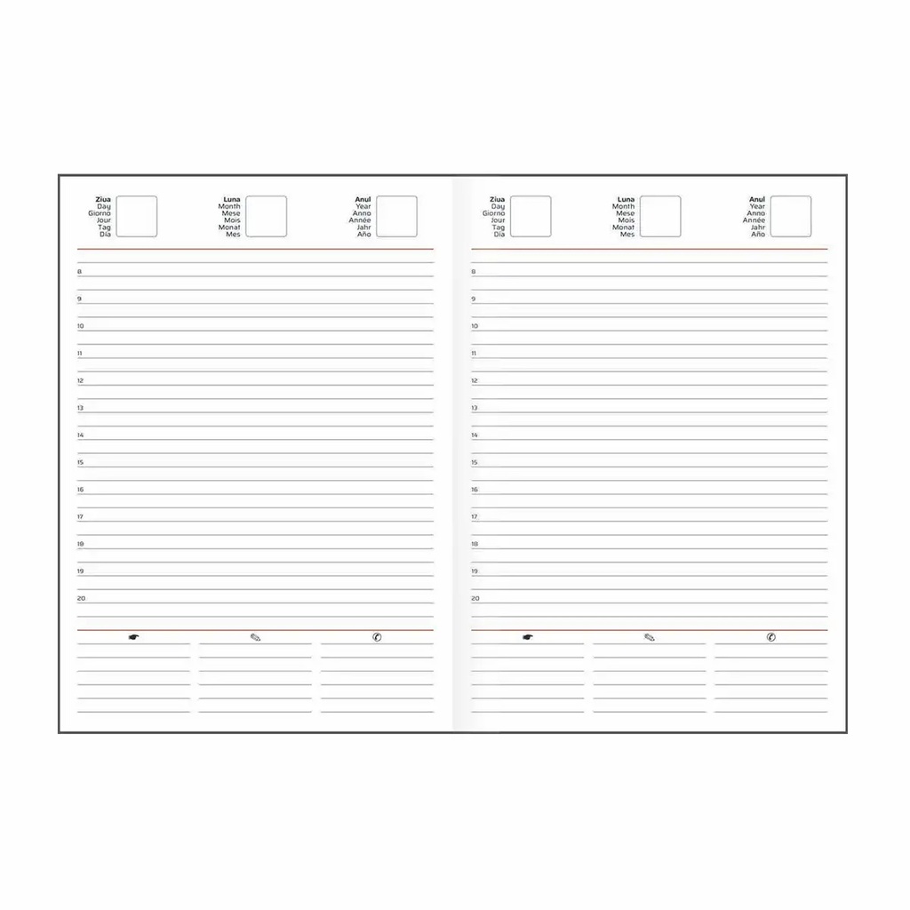 Agenda nedatata A5, hartie offset alb, coperta fucsia