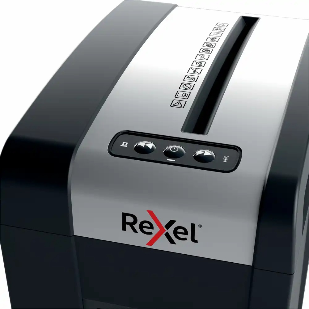Distrugator documente manual REXEL SECURE MC6 Slim, P5, micro-cut (particule), 6 coli, 18l, negru/argintiu