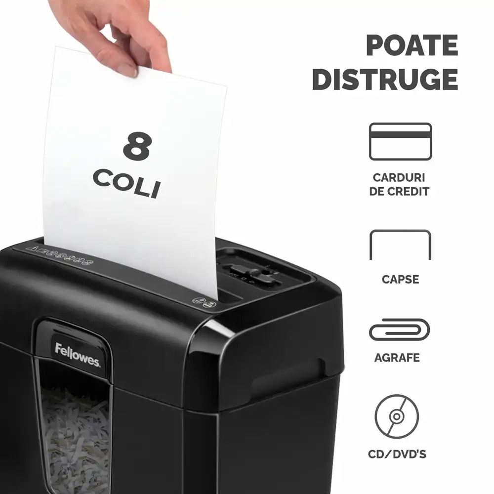 Distrugator documente manual Fellowes, 8CD 8 coli