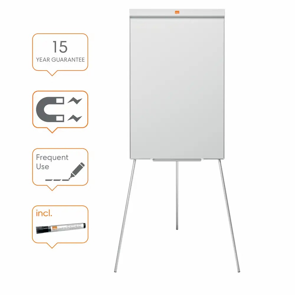 Flipchart NOBO Impression Pro, otel lacuit, trepied, magnetic, include marker si tavita, alb