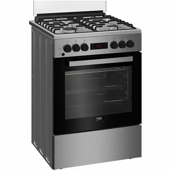 Aragaz BEKO FSM62320TXD, 4 arzatoare, Gaz + Electric, L 60 cm, Grill, inox