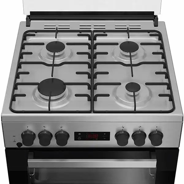 Aragaz BEKO FSM62320TXD, 4 arzatoare, Gaz + Electric, L 60 cm, Grill, inox