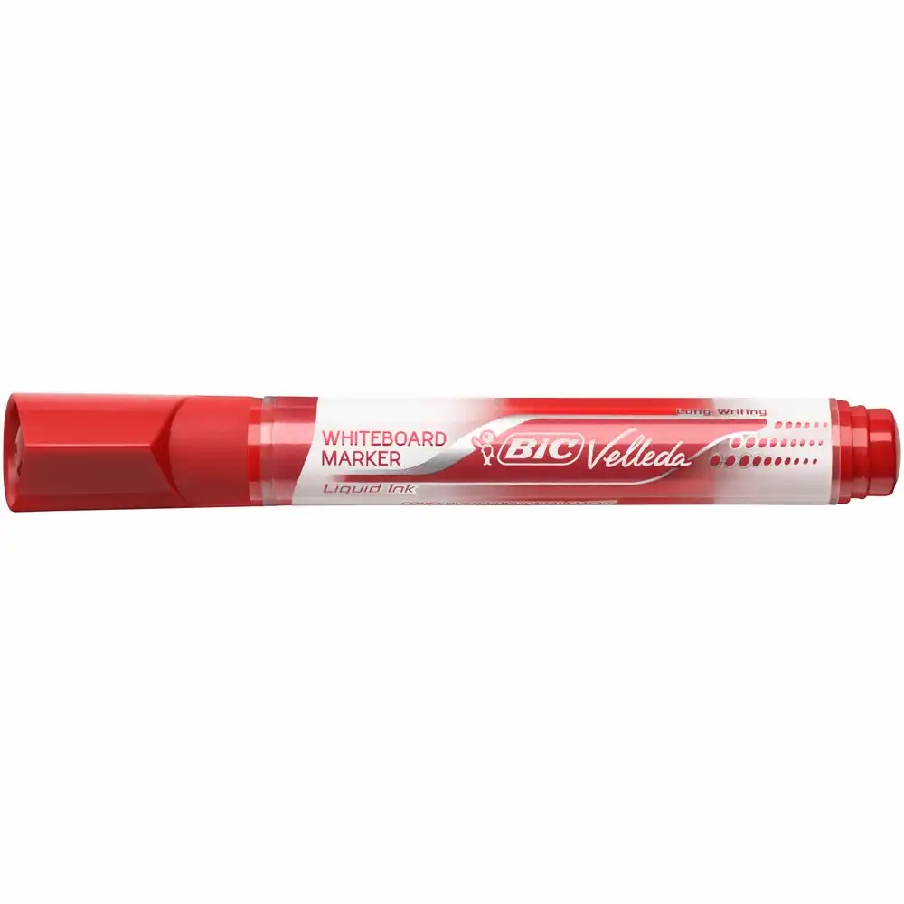 Marker tabla BIC Velleda, cerneala, varf rotund 2.3 mm, scriere rosie