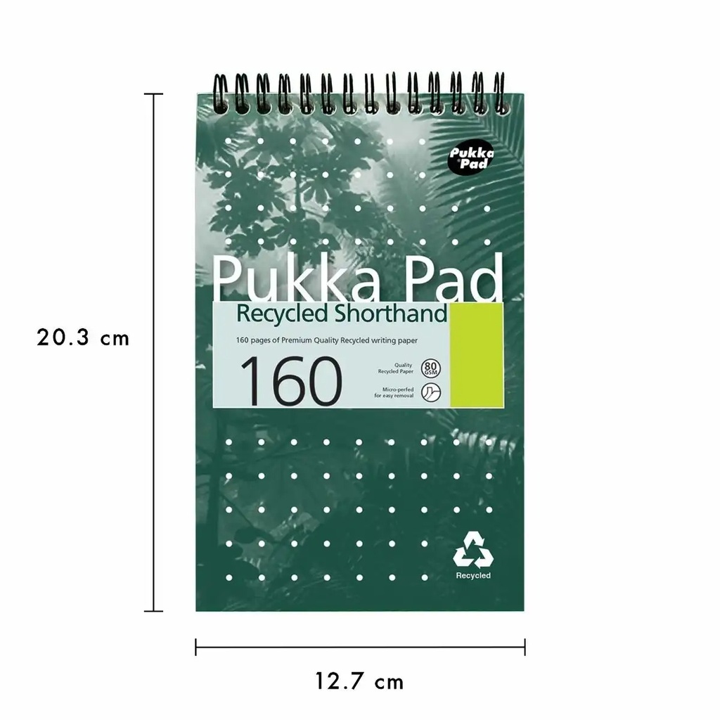 Blocnotes cu spira A5 Pukka Pads Jotta Recycled dictando 160 pag verde
