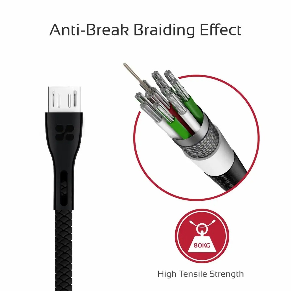 Cablu date Promate Powerbeam-M, microUSB, USB-A, Negru
