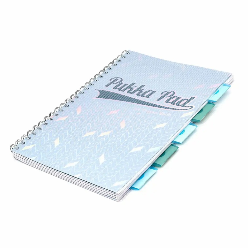 Caiet A4 cu spira si separatoare Pukka Pads PBG, 200 file, matematica, albastru deschis