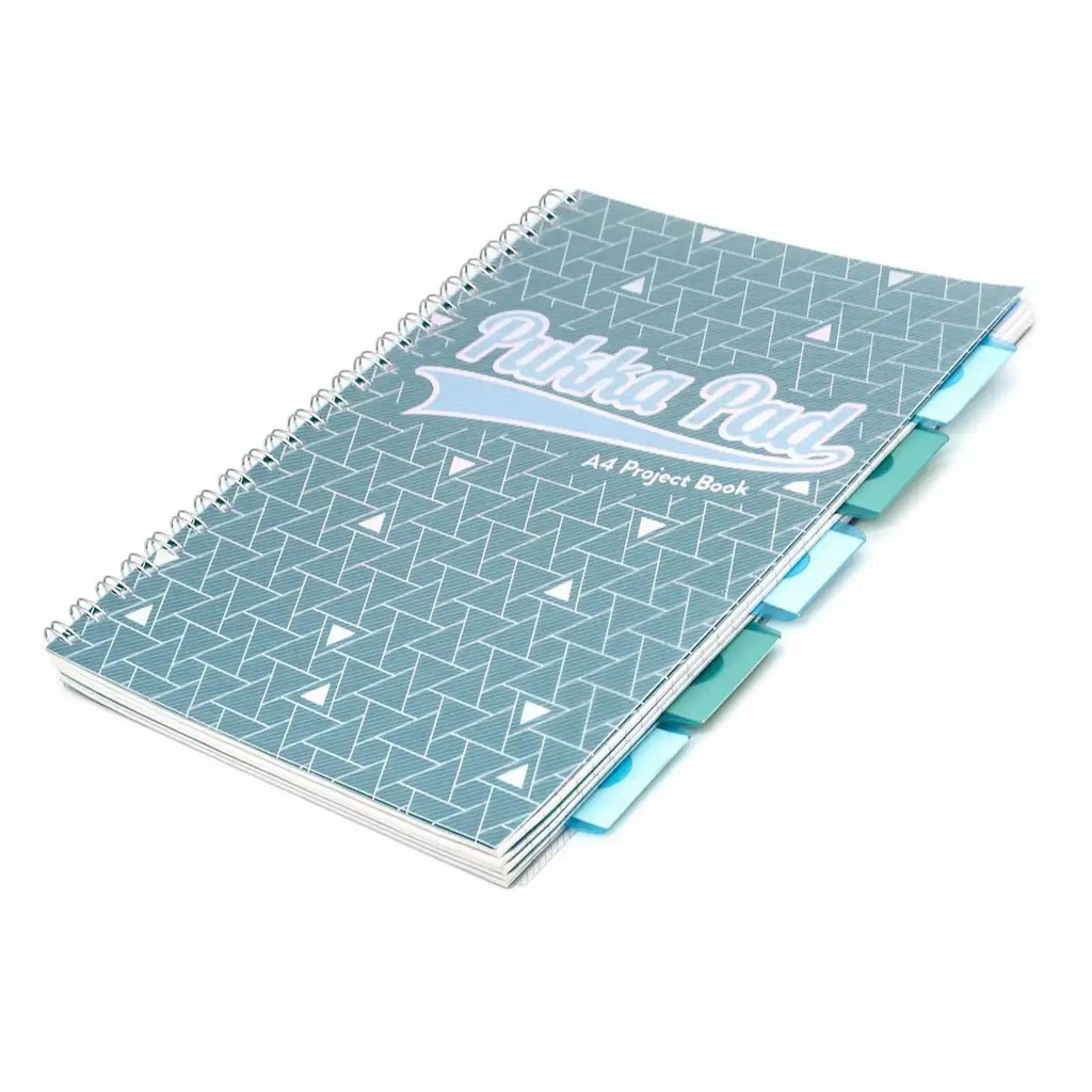 Caiet A4 cu spira si separatoare Pukka Pads PBG, 200 file, matematica, verde