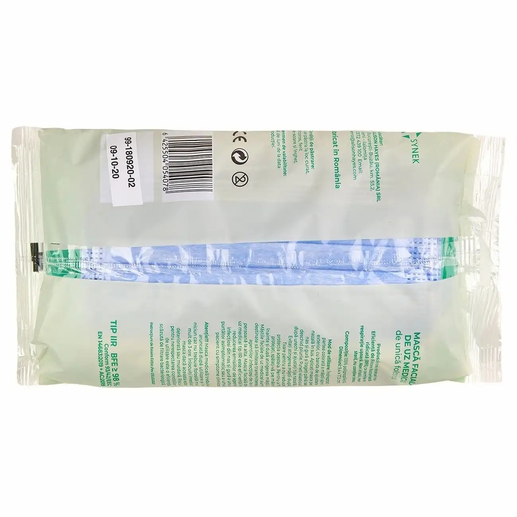 Set masti de protectie, 3 pliuri, tip IIR, Synek, 20 bucati/set, albastre