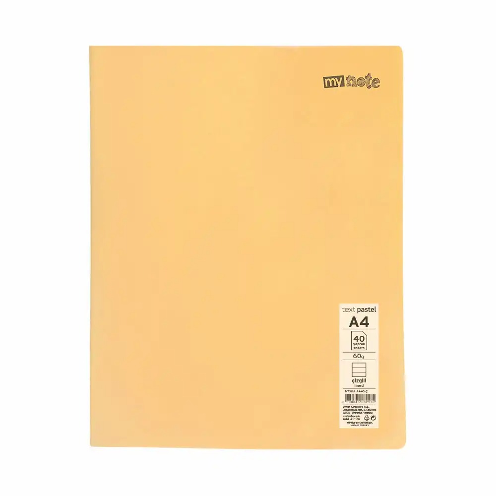 Caiet capsat Mynote, format A4, 40 file offset 60 g/mp, liniatura dictando, coperta PP pastel, mix de 8 culori