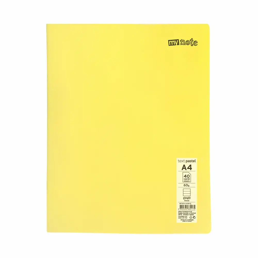 Caiet capsat Mynote, format A4, 40 file offset 60 g/mp, liniatura dictando, coperta PP pastel, mix de 8 culori