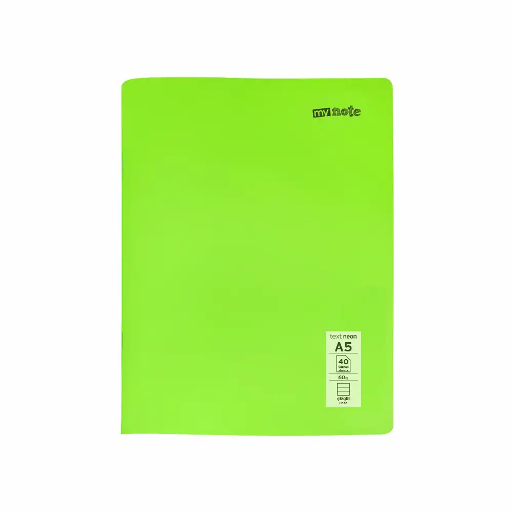 Caiet capsat Mynote, format A5, 40 file offset 60 g/mp, liniatura dictando, coperta PP neon, mix de 8 culori
