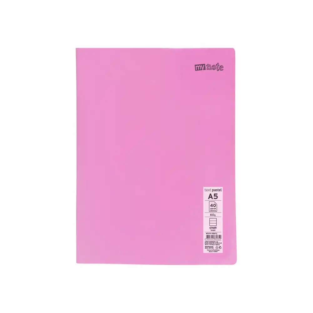 Caiet capsat Mynote, format A5, 40 file offset 60 g/mp, liniatura dictando, coperta PP pastel, mix de 8 culori
