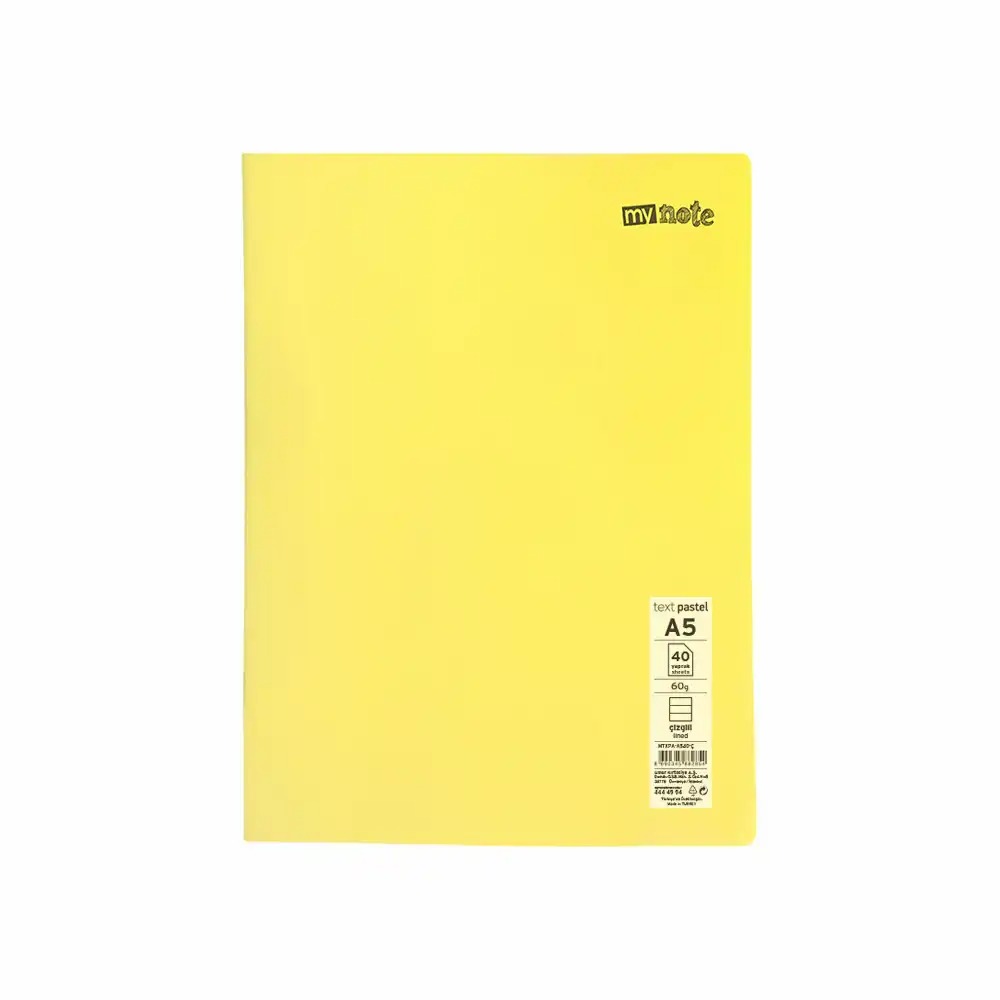Caiet capsat Mynote, format A5, 40 file offset 60 g/mp, liniatura dictando, coperta PP pastel, mix de 8 culori