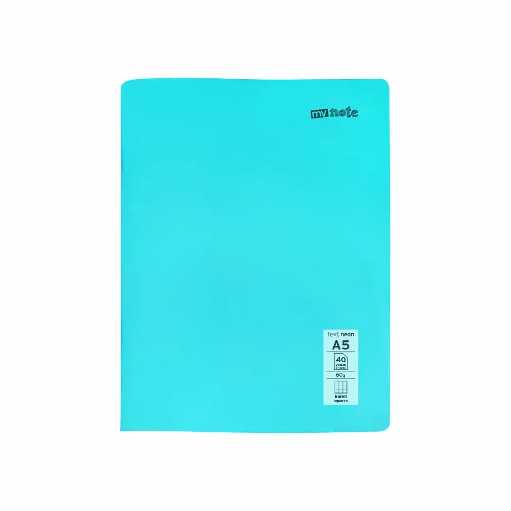Caiet capsat Mynote, format A5, 40 file offset 60 g/mp, liniatura matematica, coperta PP neon, mix de 8 culori