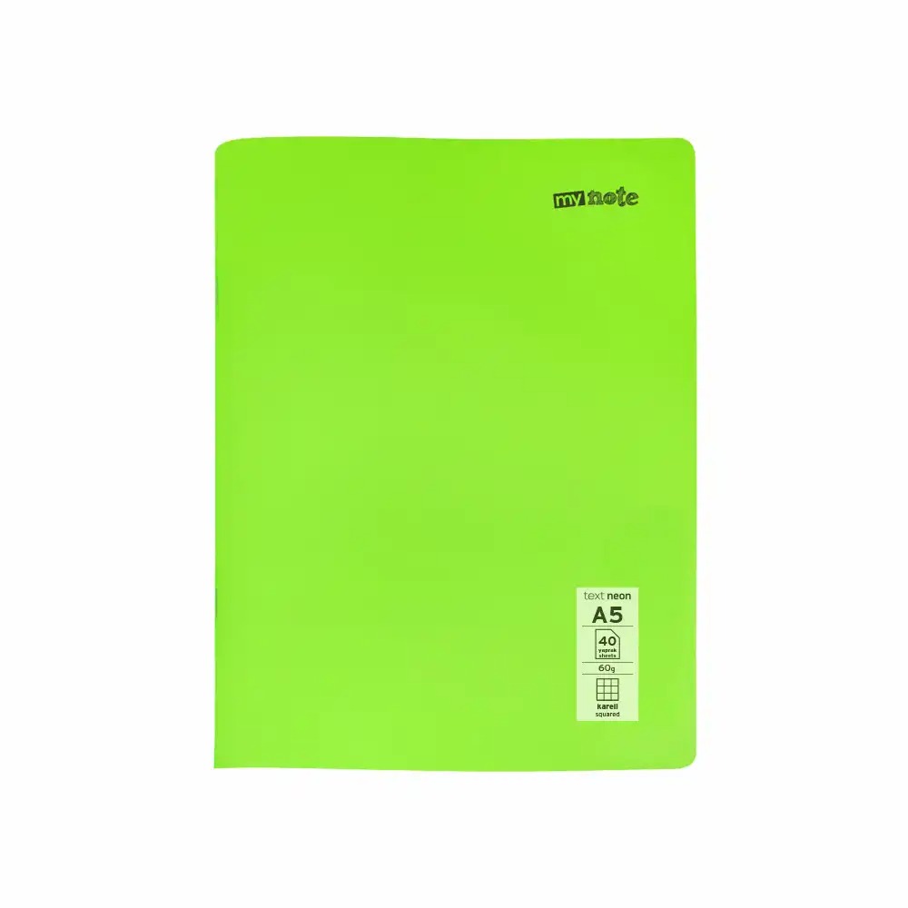 Caiet capsat Mynote, format A5, 40 file offset 60 g/mp, liniatura matematica, coperta PP neon, mix de 8 culori