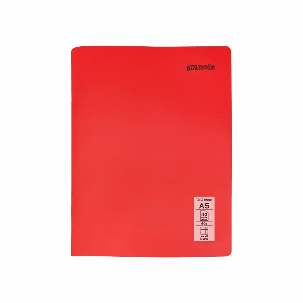 Caiet capsat Mynote, format A5, 40 file offset 60 g/mp, liniatura matematica, coperta PP neon, mix de 8 culori