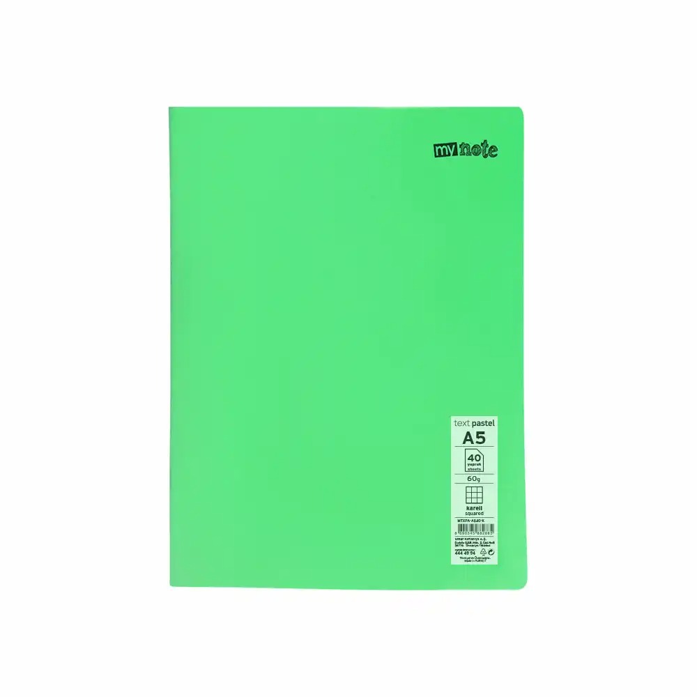 Caiet capsat Mynote, format A5, 40 file offset 60 g/mp, liniatura matematica, coperta PP pastel, mix de 8 culori