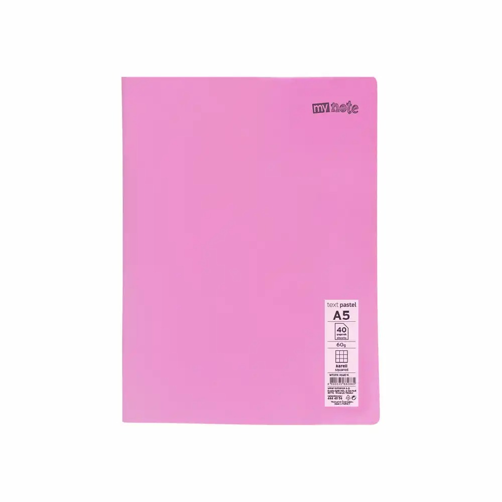 Caiet capsat Mynote, format A5, 40 file offset 60 g/mp, liniatura matematica, coperta PP pastel, mix de 8 culori