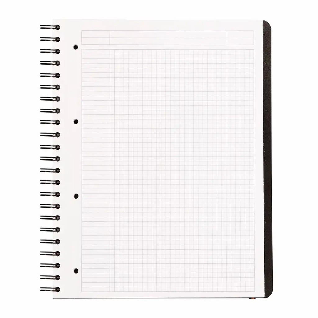 Caiet cu spira A4+ Rhodiactive Pro Book, 80 file, matematica, indosariere, PP, negru