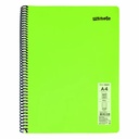 Caiet cu spira Mynote, format A4, 60 file offset 60 g/mp, liniatura dictando, coperta PP neon, mix de 8 culori