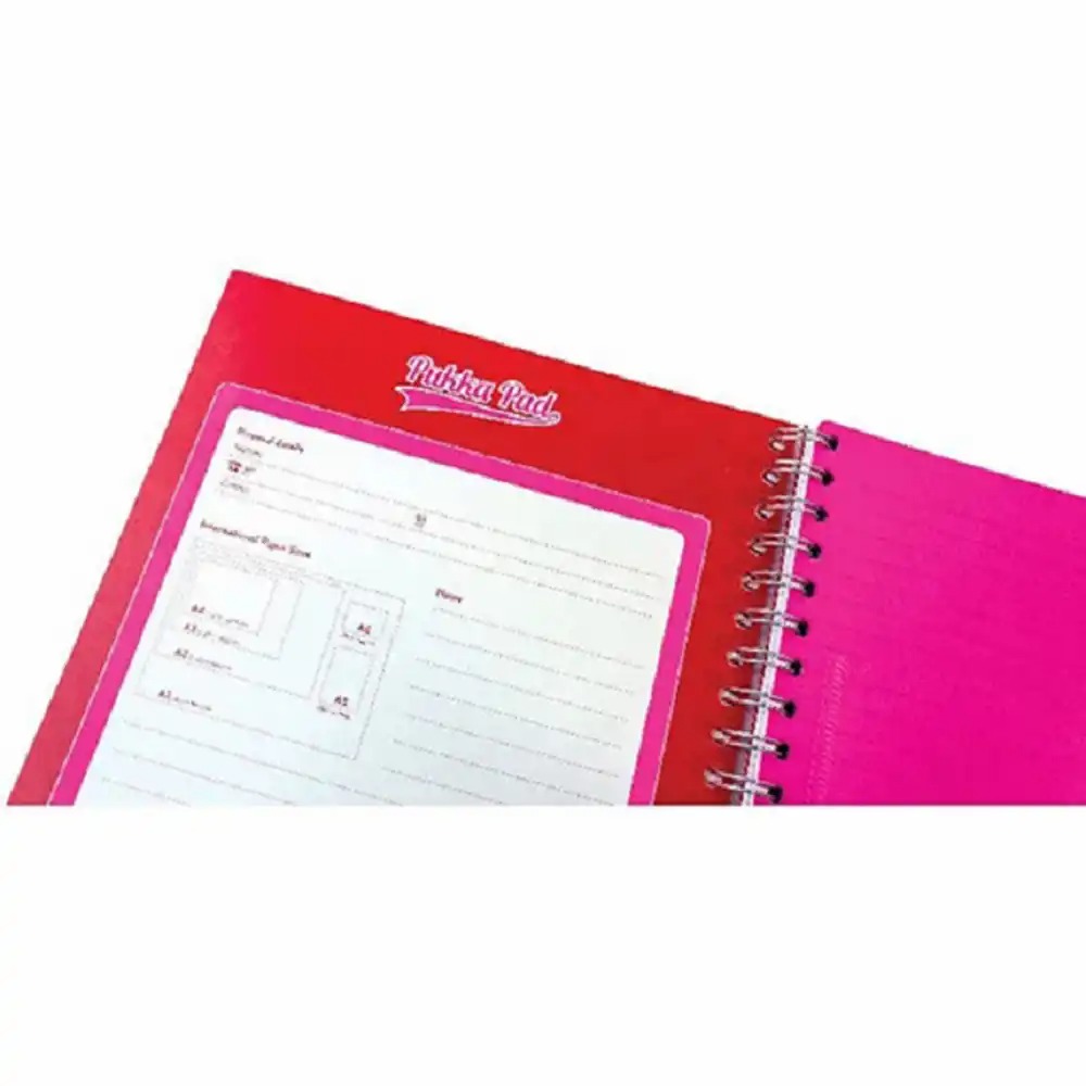 Caiet cu spirala si separatoare Pukka Pad Project Book Vogue, A4, 200 pagini, dictando, roz