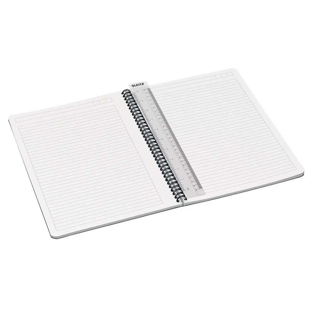 Caiet de birou Leitz Office, PP, A4, cu spira, matematica, rosu