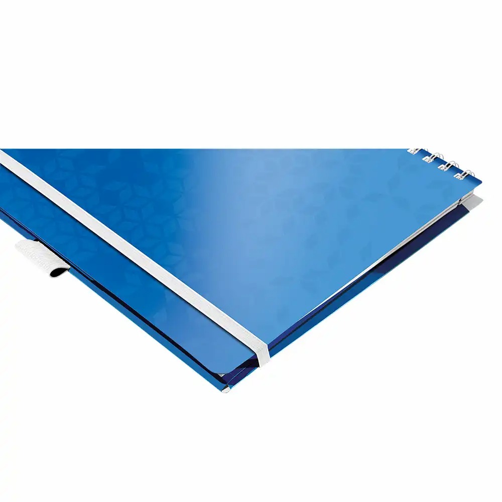 Caiet de birou Leitz WOW Be Mobile, PP, A4, cu spira, matematica, albastru metalizat