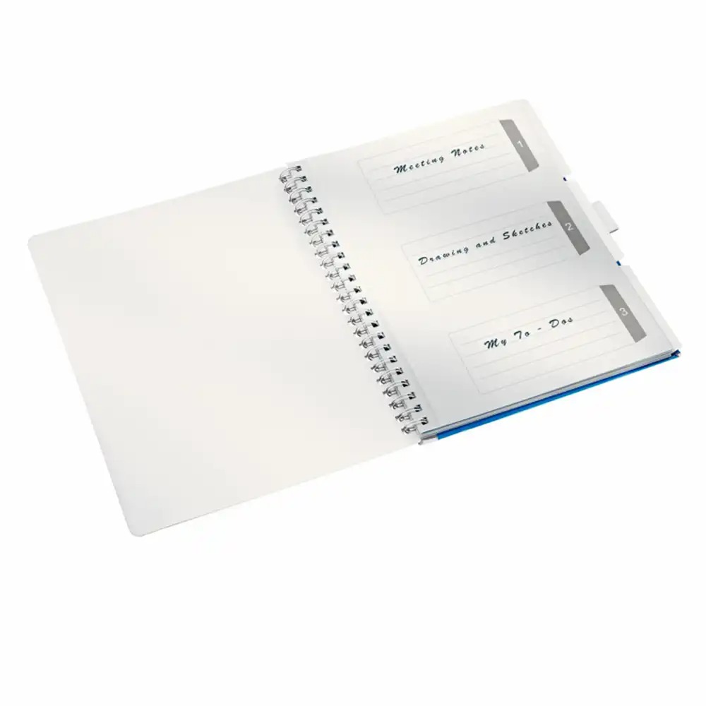 Caiet de birou Leitz WOW Be Mobile, PP, A4, cu spira, matematica, albastru metalizat