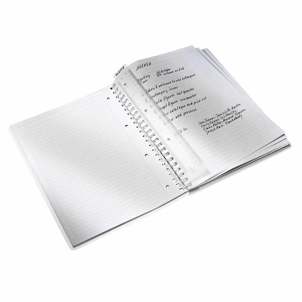 Caiet de birou Leitz WOW, PP, A4, cu spira, dictando, verde metalizat