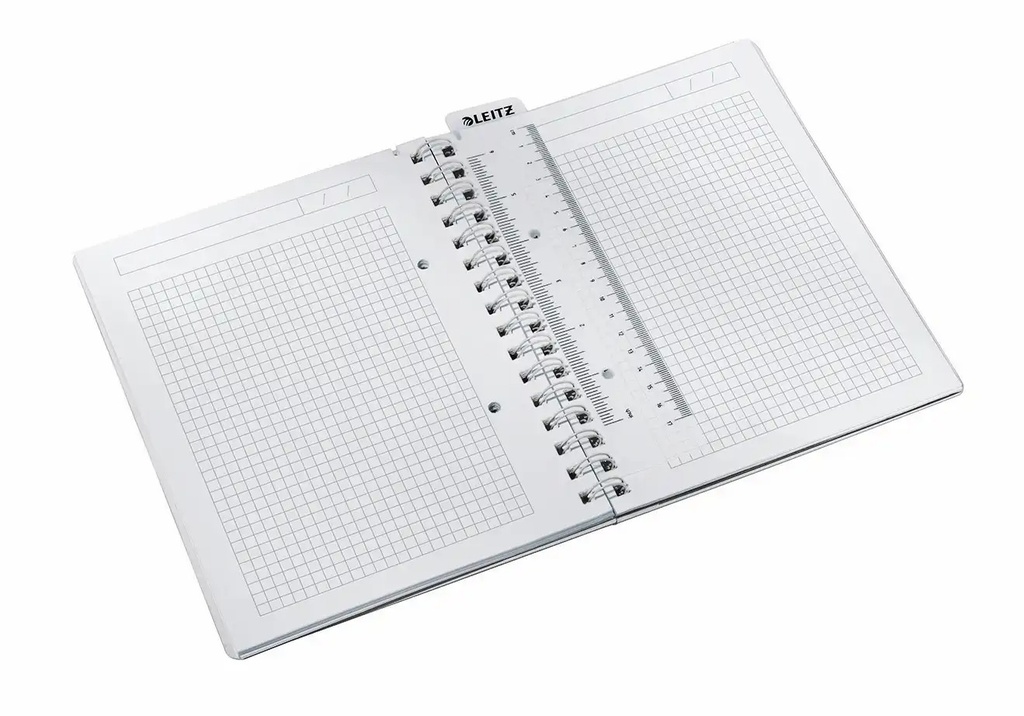 Caiet de birou Leitz WOW, PP, A4, cu spira, matematica, albastru metalizat