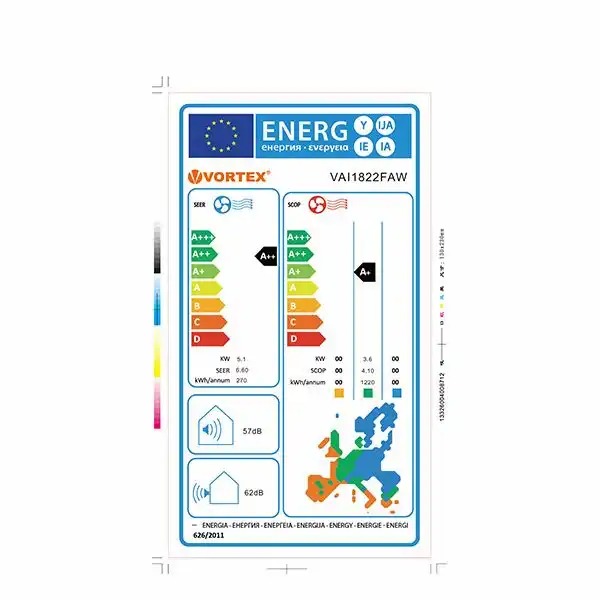 Aer conditionat VORTEX VAI1822FAW, 18000 BTU, A++/A+, Inverter, Wi-Fi, kit instalare inclus, alb