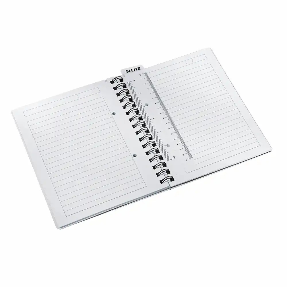 Caiet de birou Leitz WOW, PP, A5, cu spira, dictando, albastru metalizat