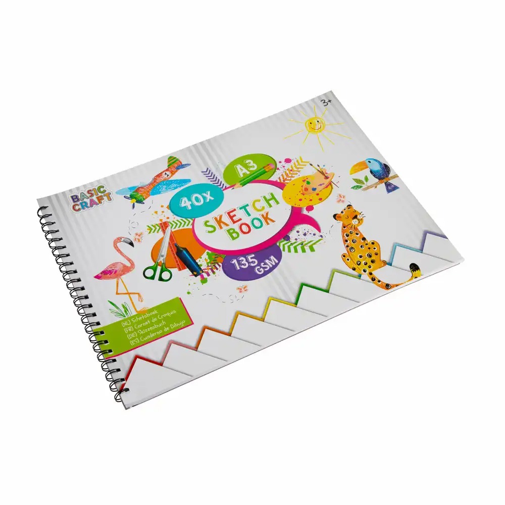 Caiet de desen cu spira A3 Creative Craft, Basic Craft Sketchbook, 135 g